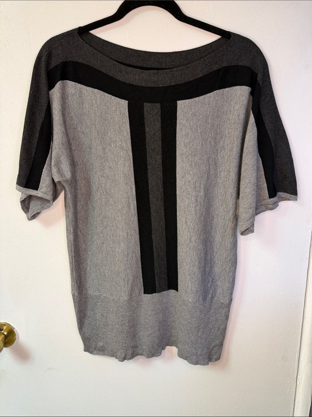 Cable & Gauge Black and Gray Striped Crewneck Sweater